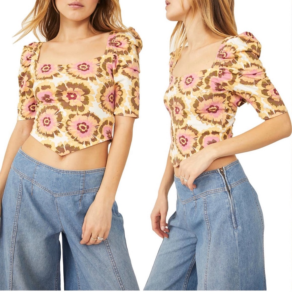 Free People Floral Crop Top Size Medium NWT